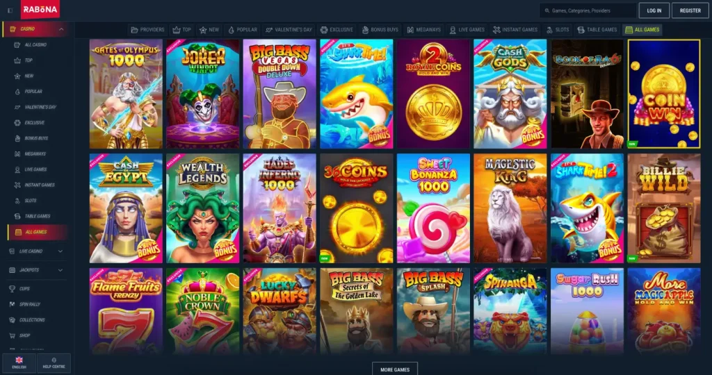 Rabona Online Casino Games