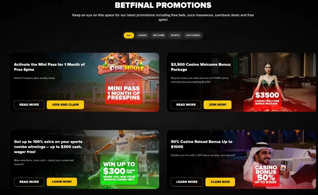 مكافأة كازينو Betfinal